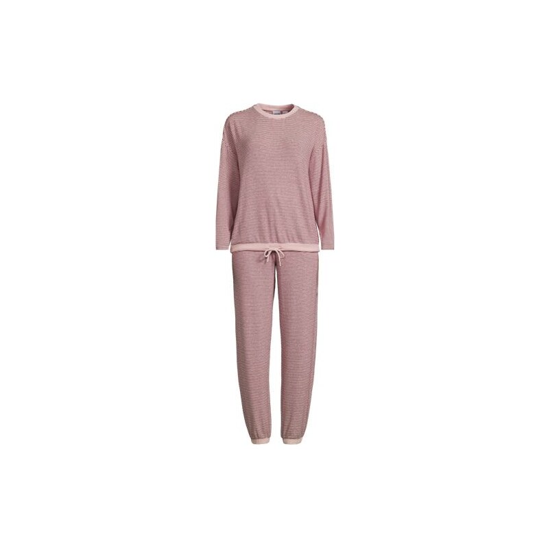 Silky Knit Striped Lounge Set, Women, size: 2X, plus, Pink,
