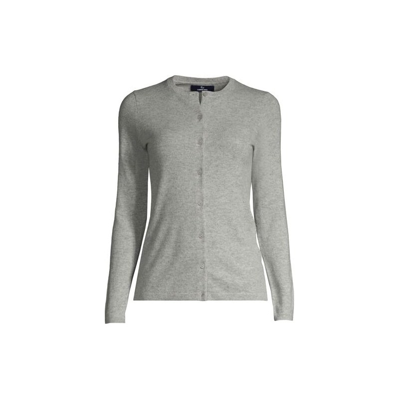 Crew Neck Cashmere Cardigan, Women, size: 3X, plus, Grey,