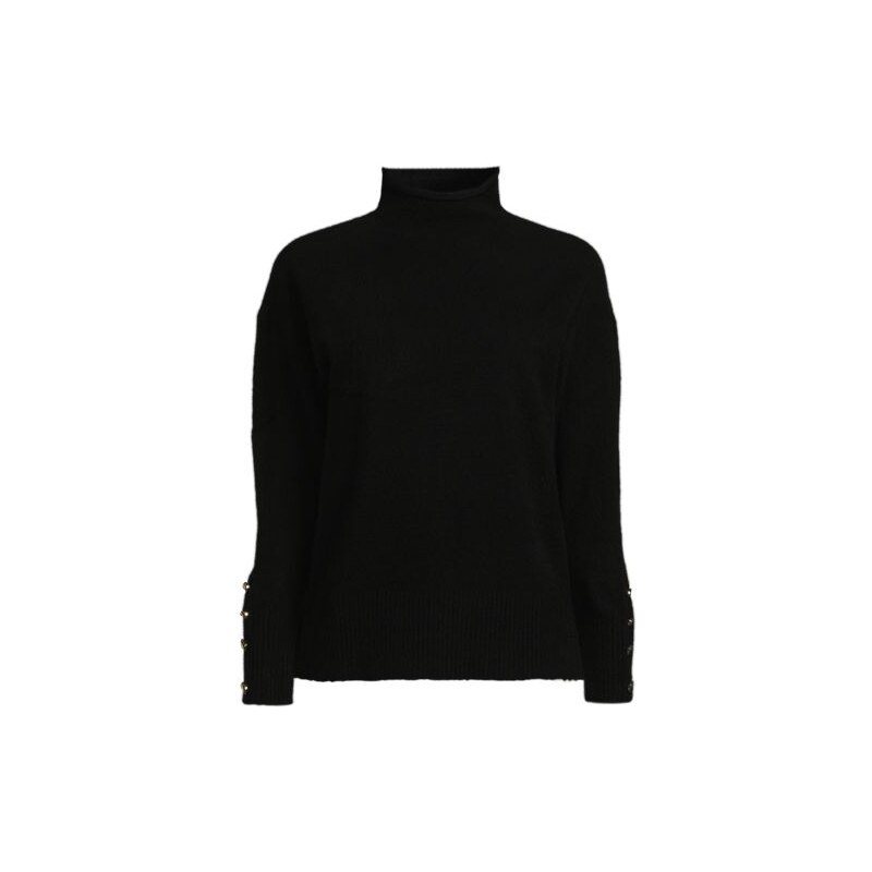 Soft Touch Button Cuff Jumper, Women, size: M, regular, Black,