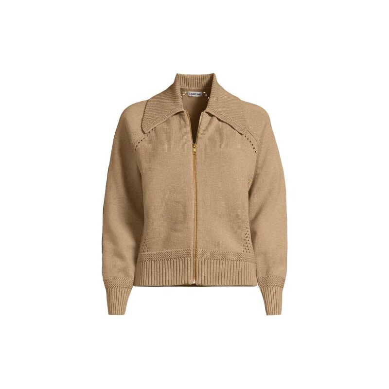Drifter Cotton Zip-Up Cardigan with Large Collar, Women, size: S