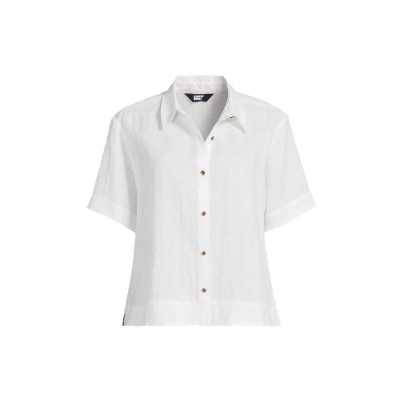 Premium Pure Linen Short Sleeve Shirt, Women, size: 2X, plus,