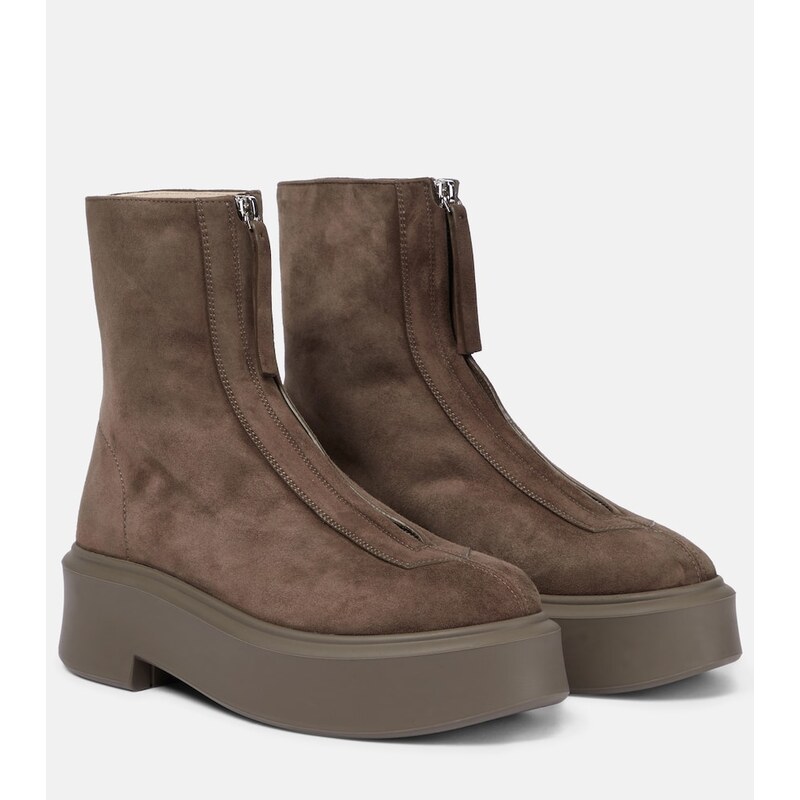 The Row Zipped Boot 1 suede boots