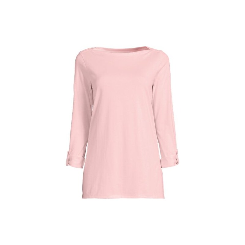 Long Supima Boatneck Tunic Top, Women, size: M, petite, Pink, by