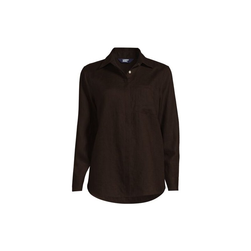 Premium Pure Linen Long Sleeve Shirt, Women, size: L, petite,