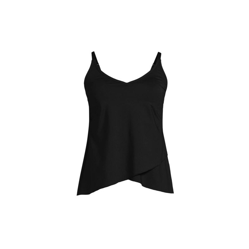 Long Tulip Hem Tankini Top, Women, size: 10 12, regular, Black, Nylon 115236507