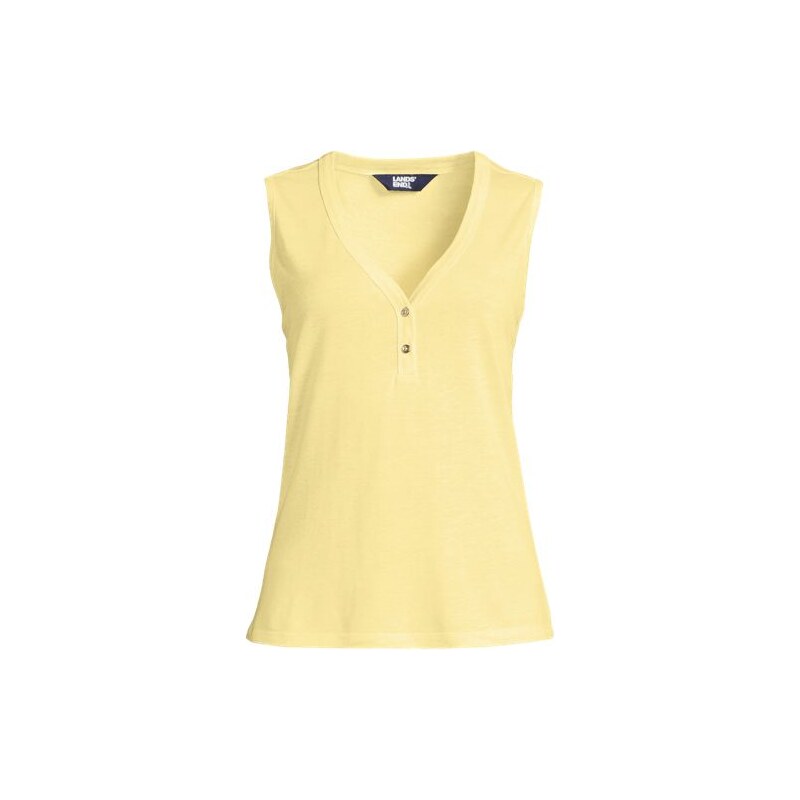 Linen Blend Sleeveless Top, Women, size: 1X, plus, Yellow,