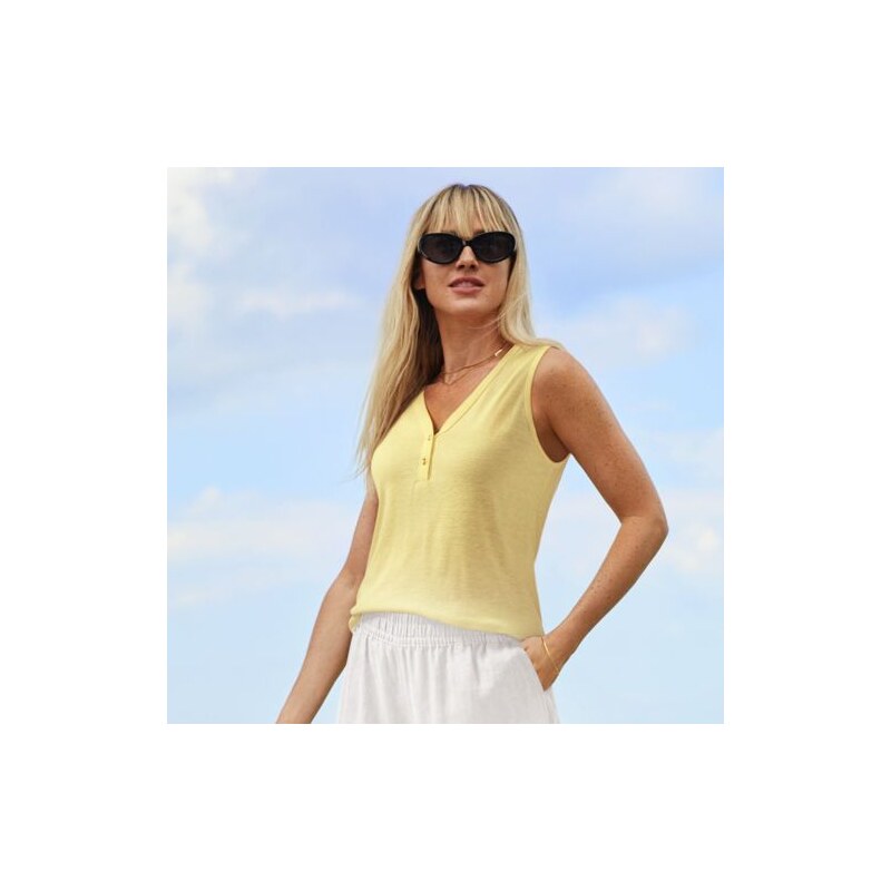 Soft Ease Linen Blend Sleeveless Top, Women, size: L, regular,