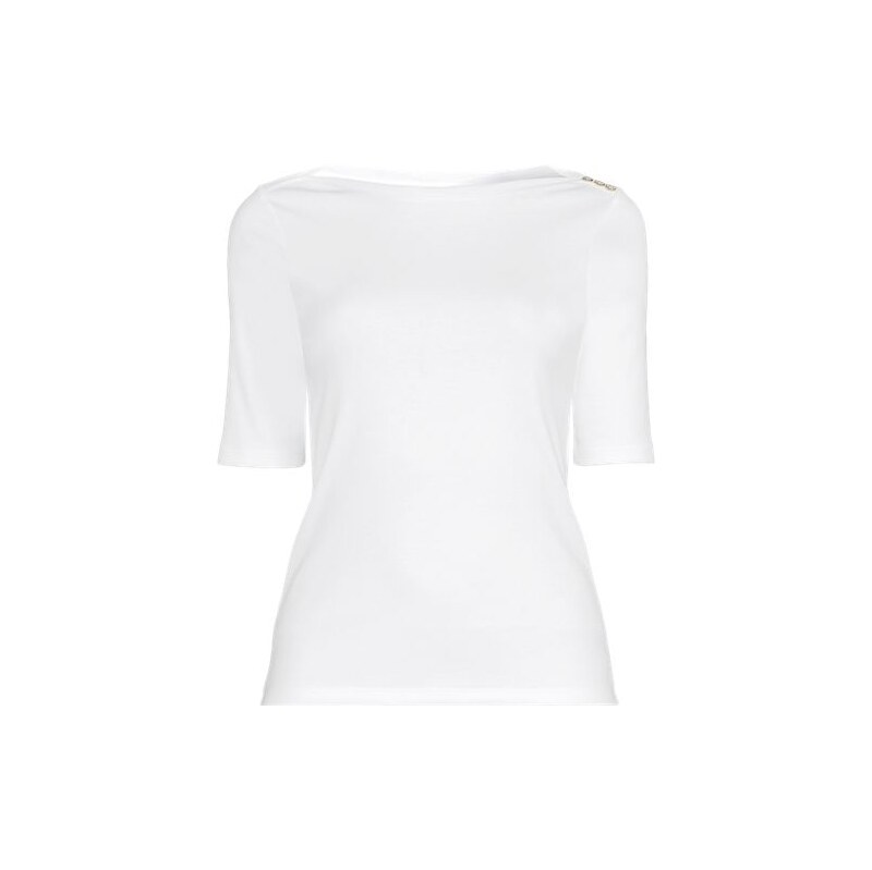 Supima Cotton Boat Neck Elbow Sleeve Top, Women, size: M,