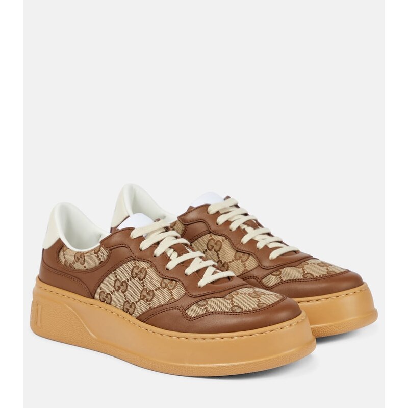 Gucci GG Canvas leather-trimmed sneakers