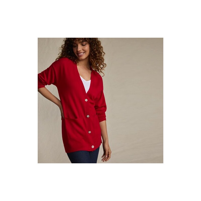 Merino Diamante Button Cardigan, Women, size: S, regular, Red,