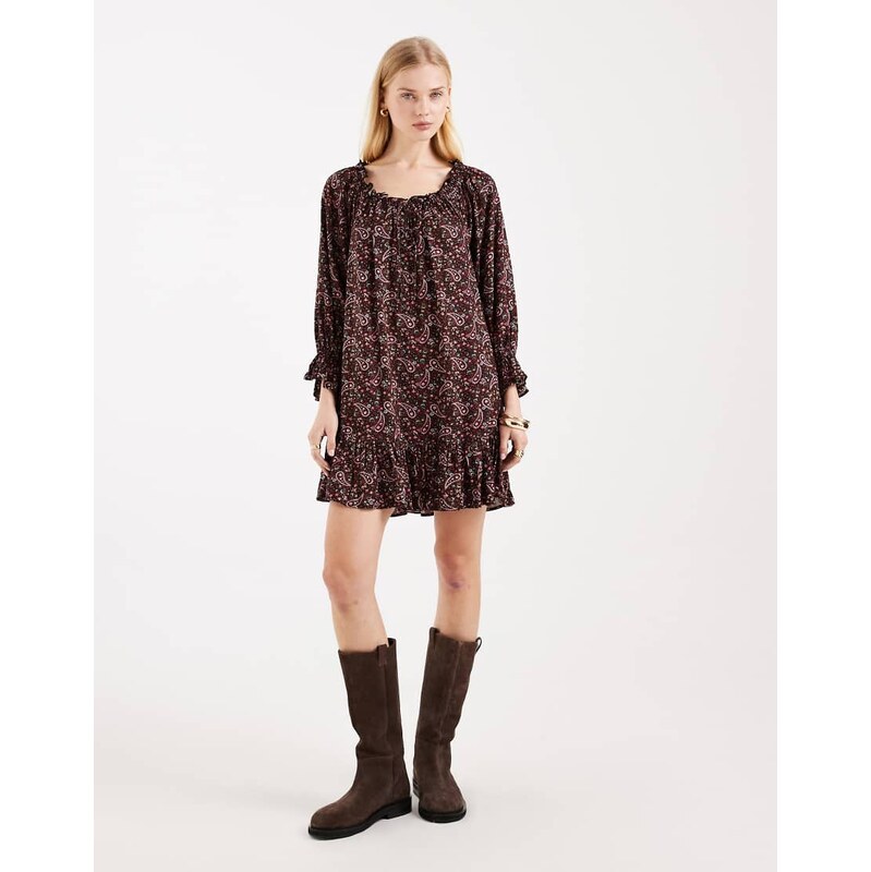 Miss Selfridge spun smock dress in paisley-Multi