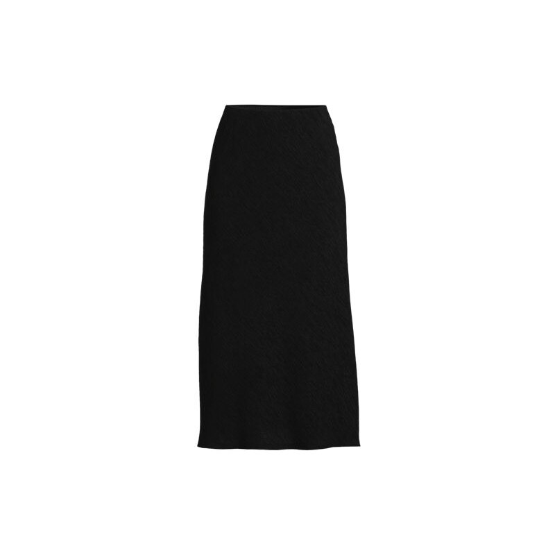 Crinkle Bias Pull-on Midi Skirt, Women, size: 10, petite, Black, 114695521