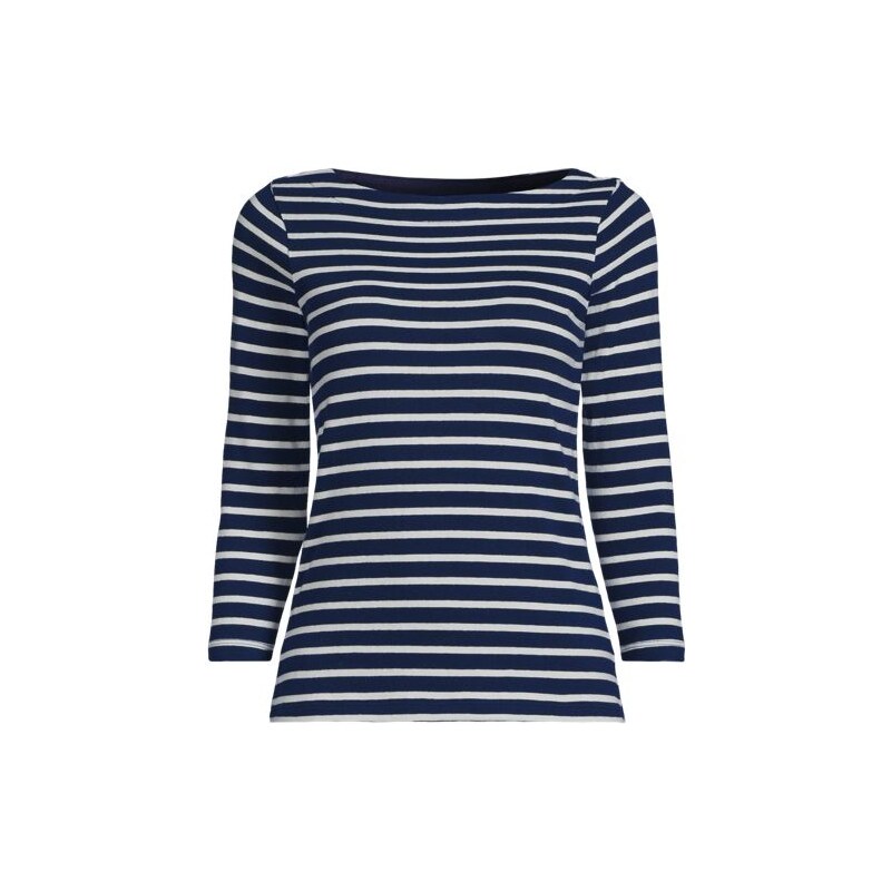 Mariner Three Quarter Sleeve Boatneck Cotton Top, Women, size: 20-22, 115261481
