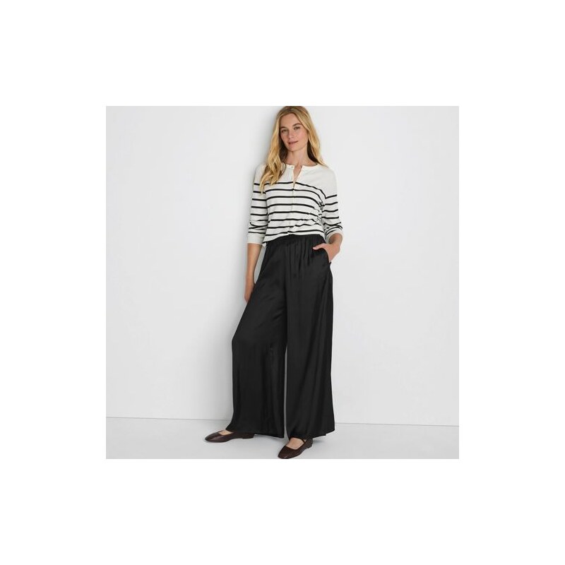 Wide Leg Palazzo Trousers, Women, size: 10-12, regular, Black, 113377095