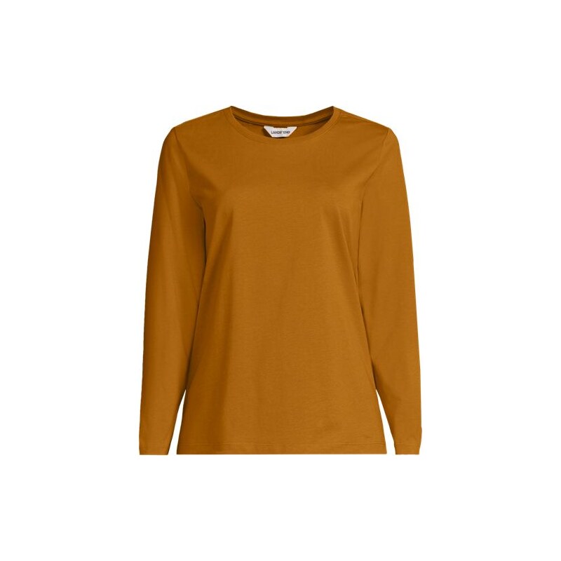 Long Sleeve Supima Cotton Crew Neck Top, Women, size: XS,
