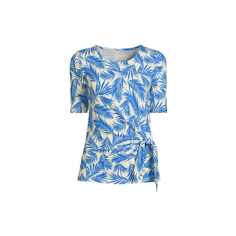 Lightweight Jersey Tie Waist Top, Women, size: 10-12, regular, Blue, 113287433