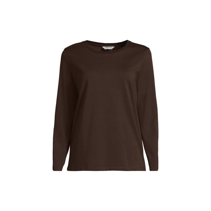 Long Sleeve Supima Cotton Crew Neck Top, Women, size: 10-12, regular, 113582305