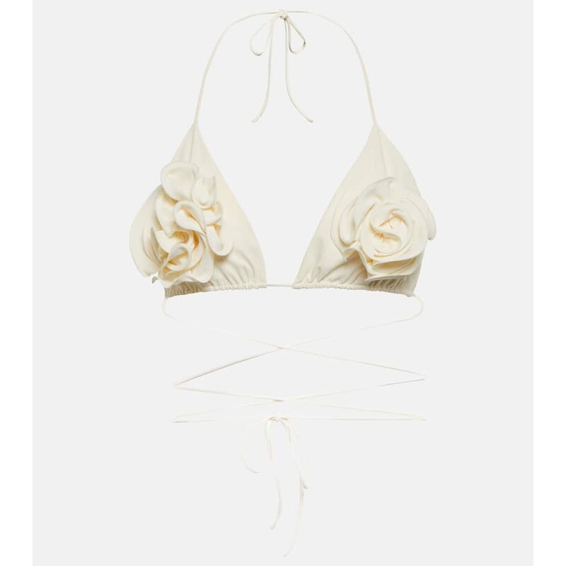 Magda Butrym Floral appliquÃ triangle bikini top