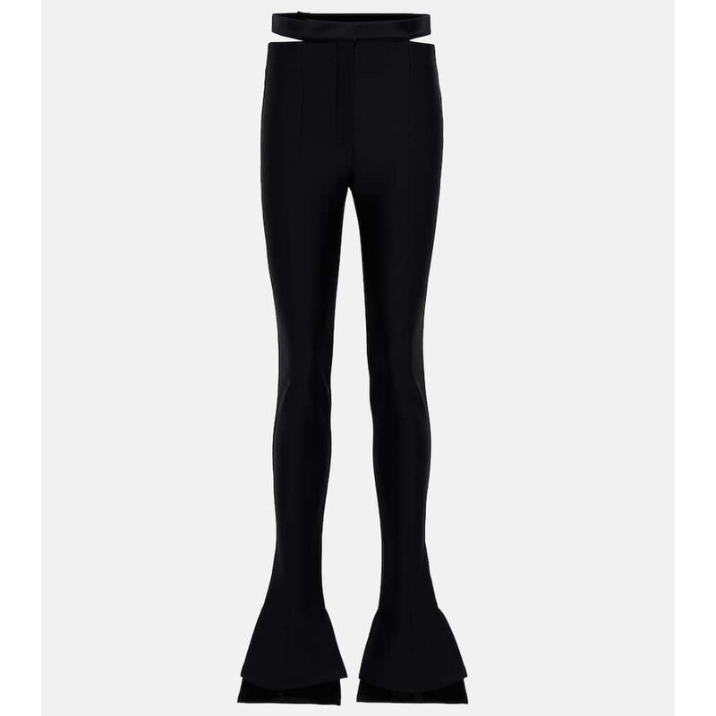 Mugler Cutout scuba mid-rise flared pants