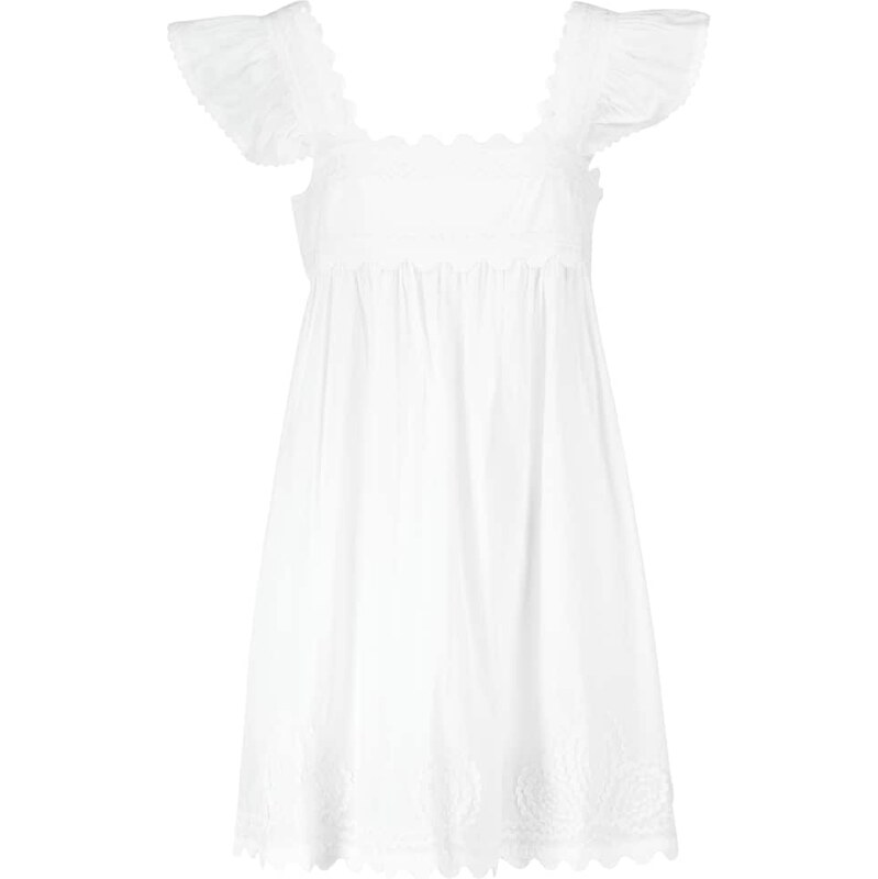 Juliet Dunn Baby Doll embroidered cotton mini dress