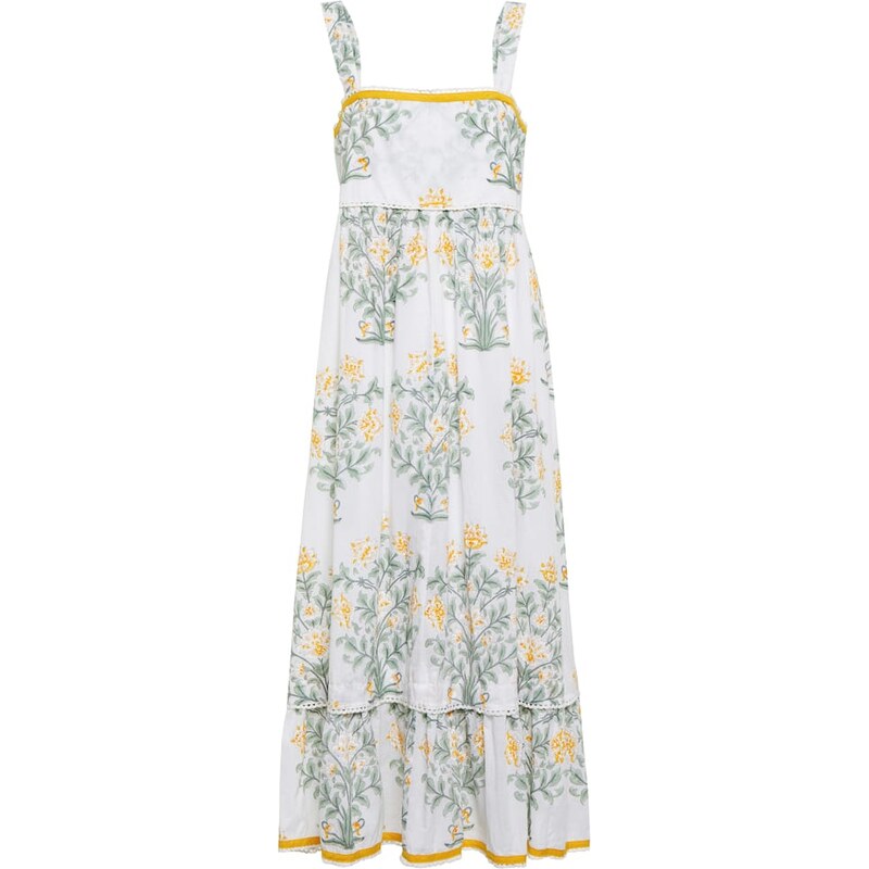 Juliet Dunn Floral cotton tiered midi dress