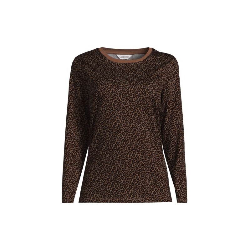 Long Sleeve Supima Cotton Crew Neck Top, Women, size: 10-12, petite, 113322295