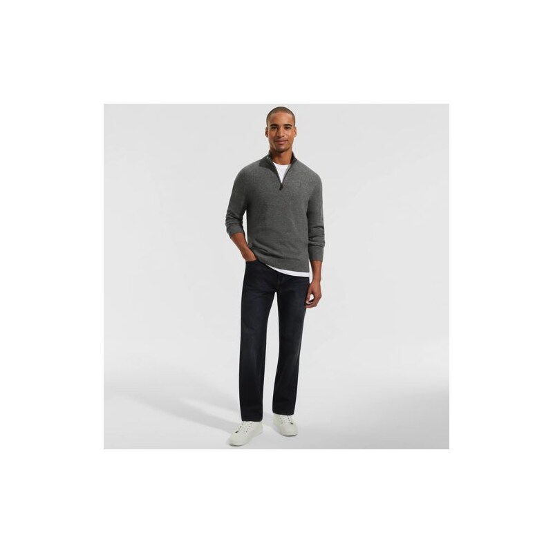 Quarter Zip Cashmere Jumper, Men, size: XL, regular, Grey,