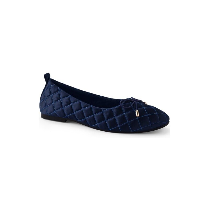 Bow Ballet Slippers, Women, size: 7, regular, Blue, by Lands End 115230215