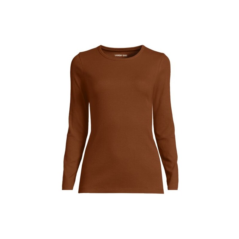 Womens Long Sleeve Micro Rib Top, Women, size: 14-16, regular, Orange, 115199162