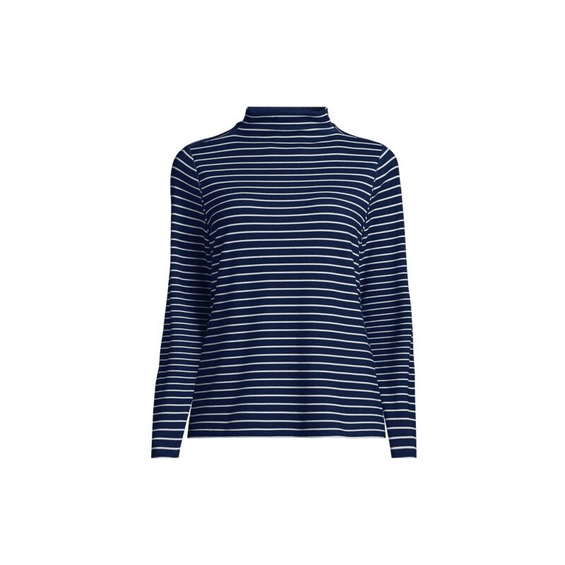 Drapey Rib Polo Neck Top, Women, size: 20-22, plus, Blue, Spandex 115741438