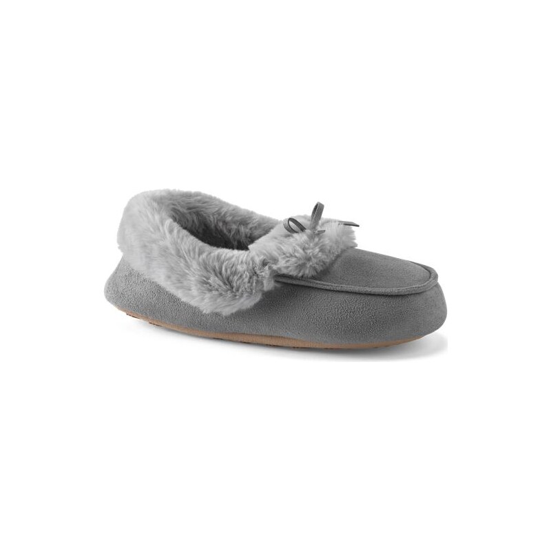Faux Suede Moccasin Slippers, Women, size: 37, regular, Grey, 115237271