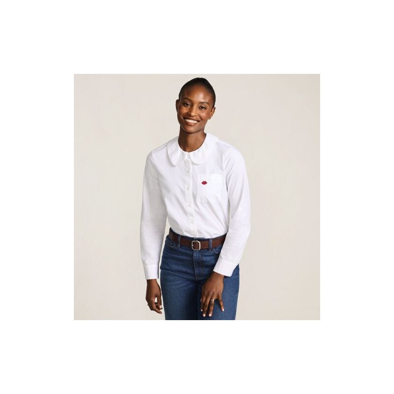 Lands End Lulu Guinness Lips Poplin Shirt, Women, size: L,