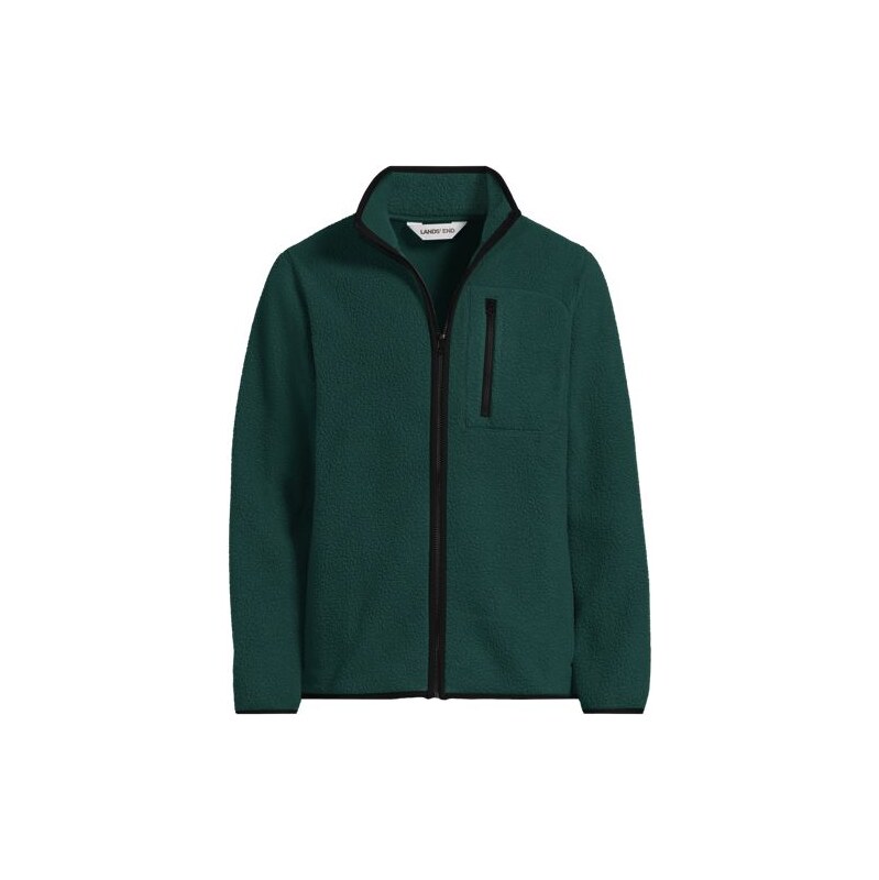 Zip Front Sherpa Fleece Jacket, Men, size: M, regular, Green,