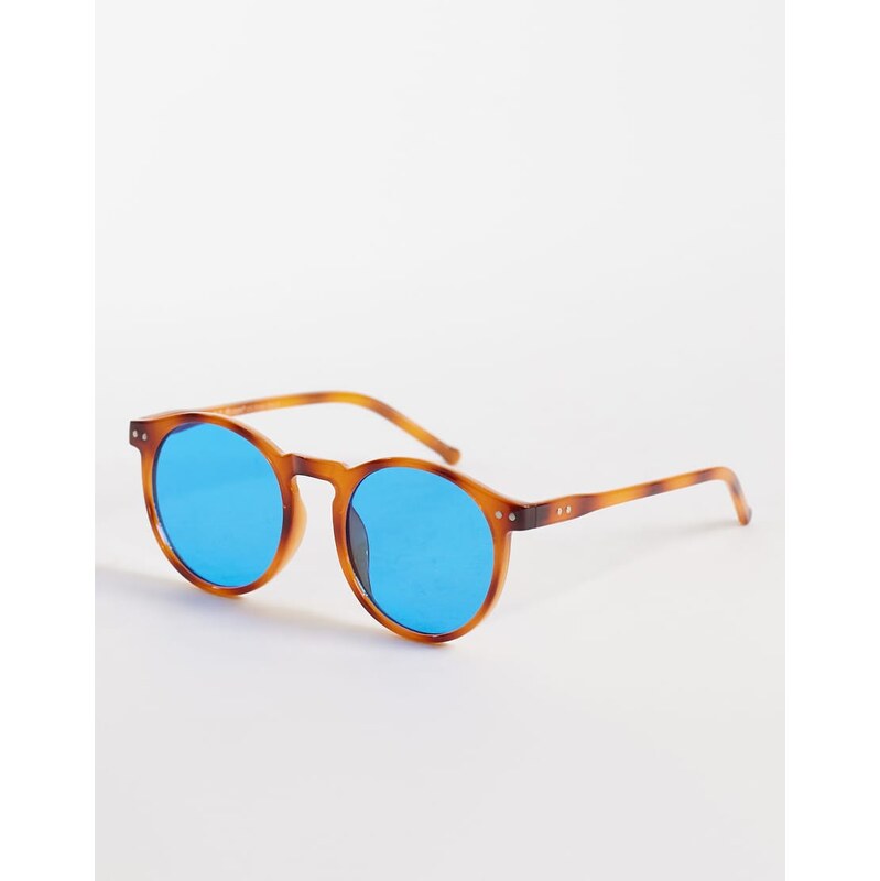 AJ Morgan pause round sunglasses in tort with blue tinted lens-Brown 113277367