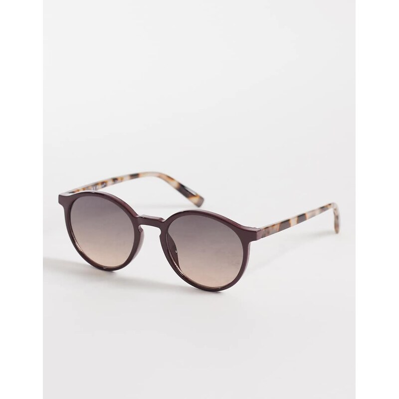 AJ Morgan mousey round sunglasses in burgundy and tort-Red