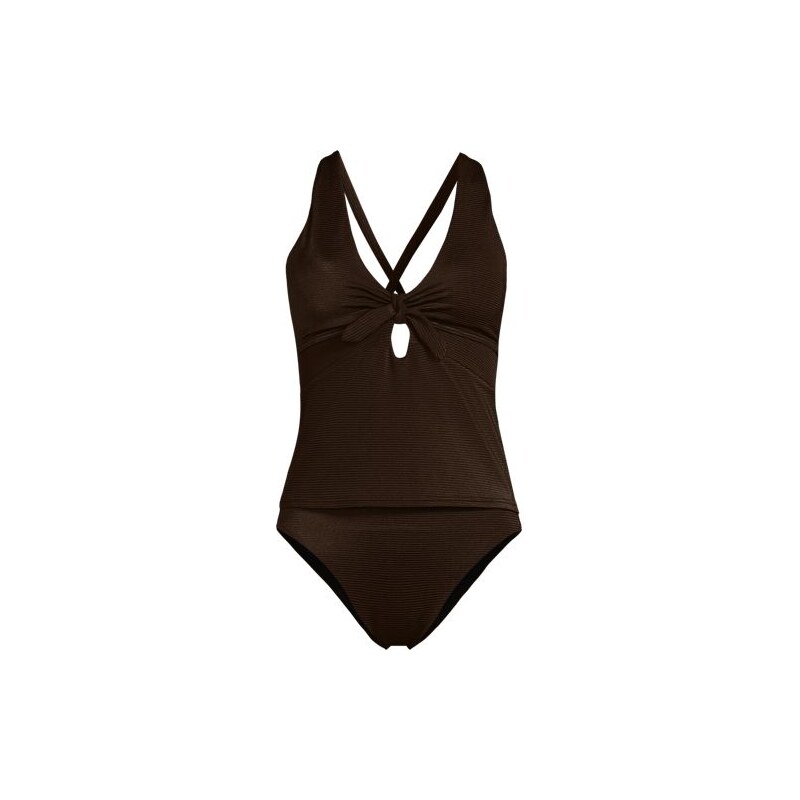 Shine Knot Front Tie Back Tankini, High Waisted - 2 piece, Women