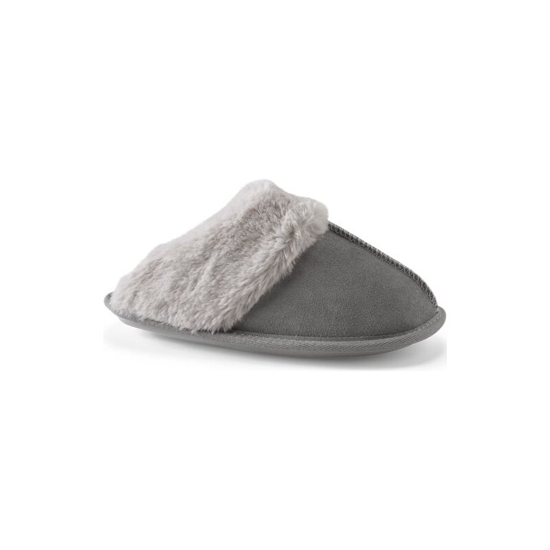 Suede Mule Slippers, Women, size: 36 - 37, regular, Grey, Polyester, 115230857