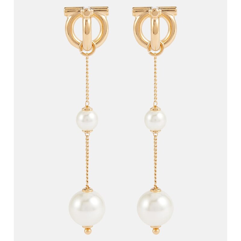 Ferragamo Gancini faux pearl drop earrings