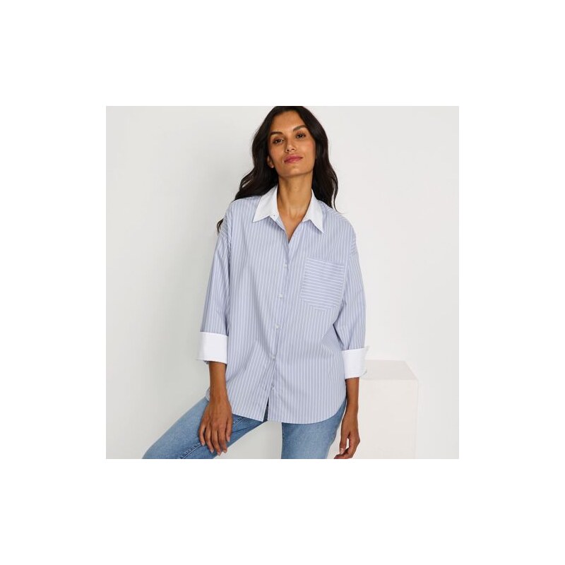 Long Sleeve Shirt, Women, size: L, regular, Blue, Cotton/Poly