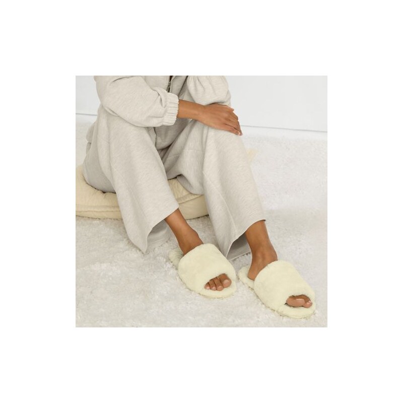 Sheepskin Slider Slippers, Women, size: 5, regular, Ivory, Shearling, 115199245