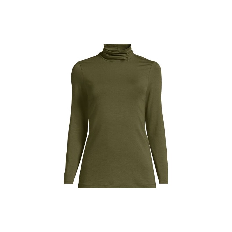 Cotton-modal Roll Neck Top, Women, size: 20-22, plus, Green, Cotton 113658706