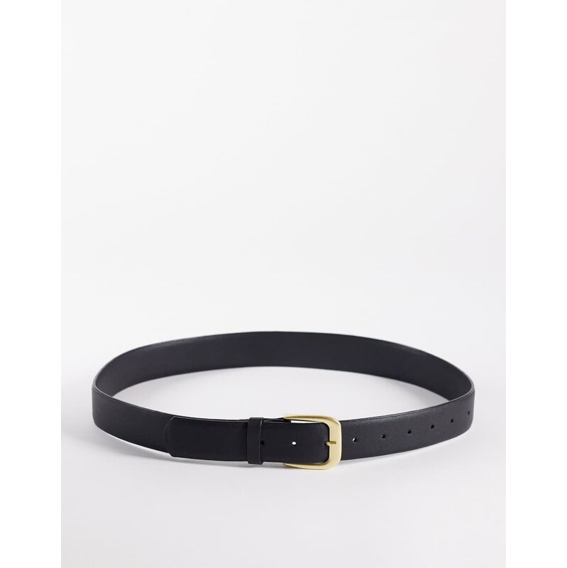 ASOS DESIGN waist and hip belt in black with antique gold buckle 113268766