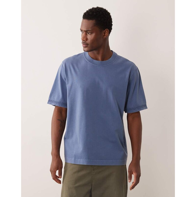 Abercrombie & Fitch premium heavyweight t-shirt in blue wash