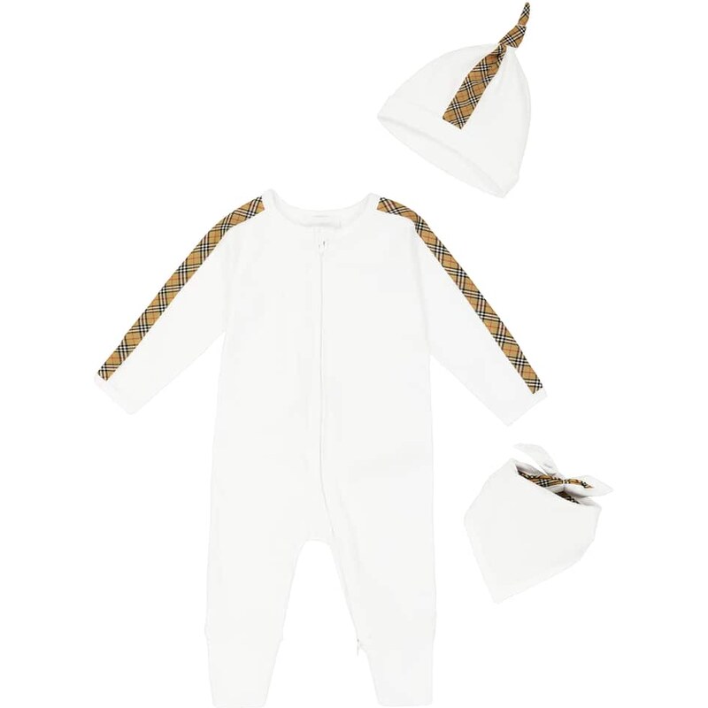 Burberry Kids Baby onesie, bib and hat set