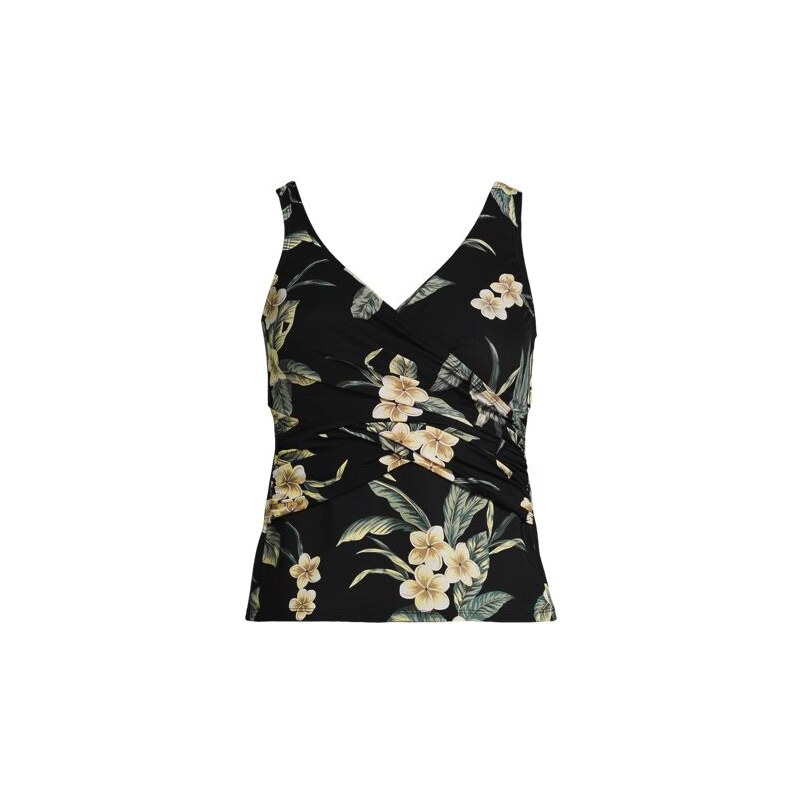 Wrap Front Slender Tankini Top, Women, size: 24, plus, Black, Spandex 113288024