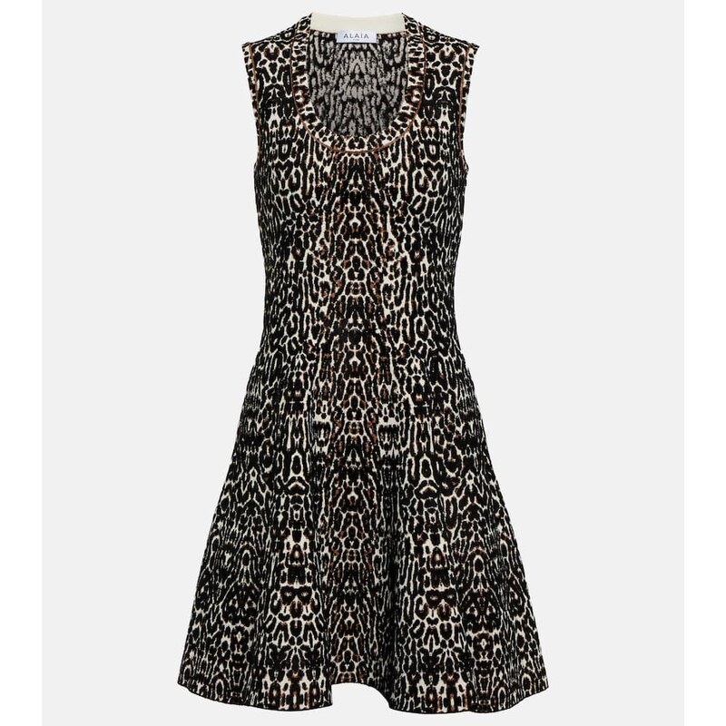 Alaïa Leopard-print jacquard minidress