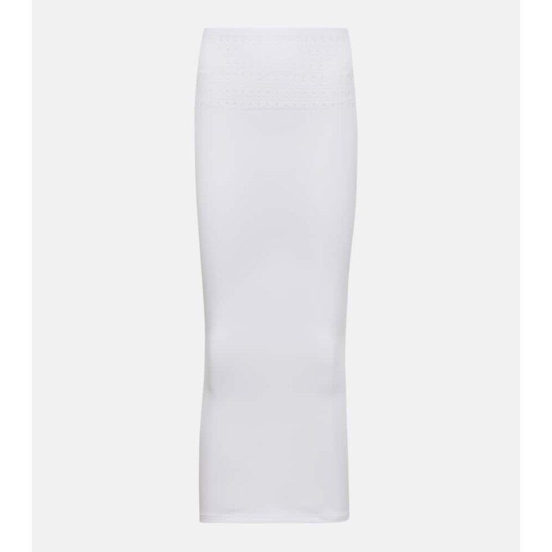 Alaïa Cutout technická midi suknička v barvě Blanc Optique