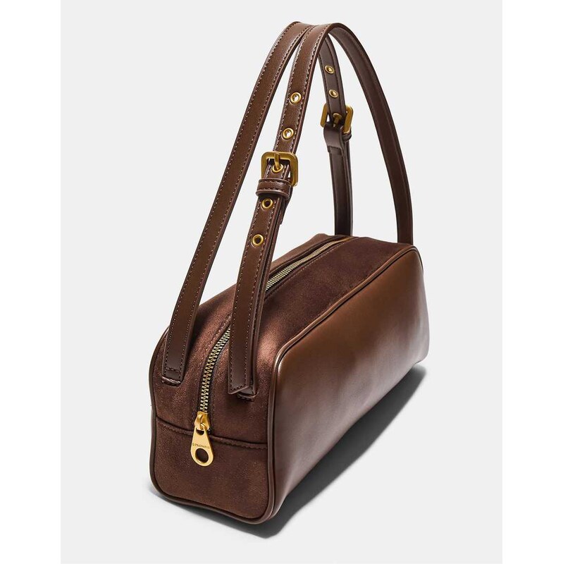 Stradivarius Contrast shoulder bag with double handle in brown 113268853