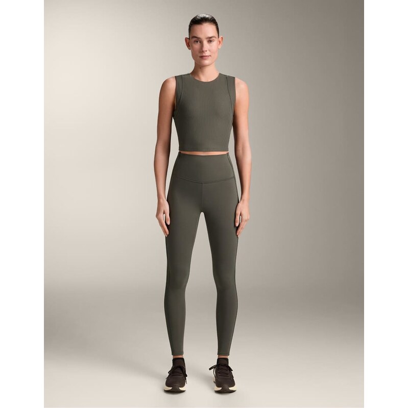 OYSHO Comfortlux high rise rib ankle-length leggings in military
