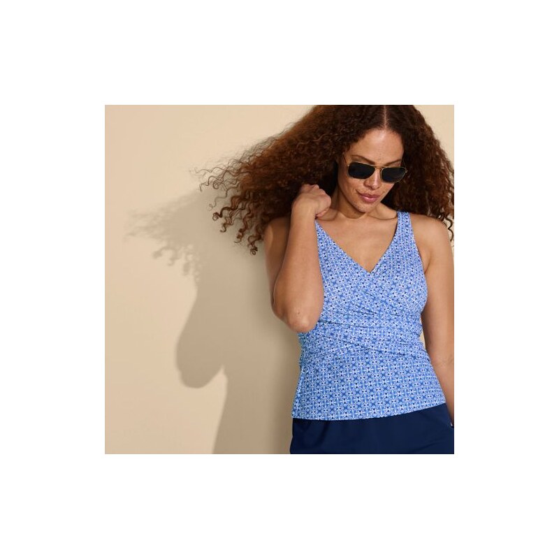 Wrap Front Slender Tankini Top, Women, size: 10, regular, White, 114863742
